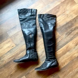 JIMMY CHOO Over the Knee Black Leather Boots